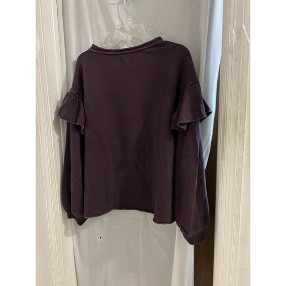 Aerie Purple Puff Ruffle Balloon Sleeve Sweatshirt Sz S - Picture 9 of 9